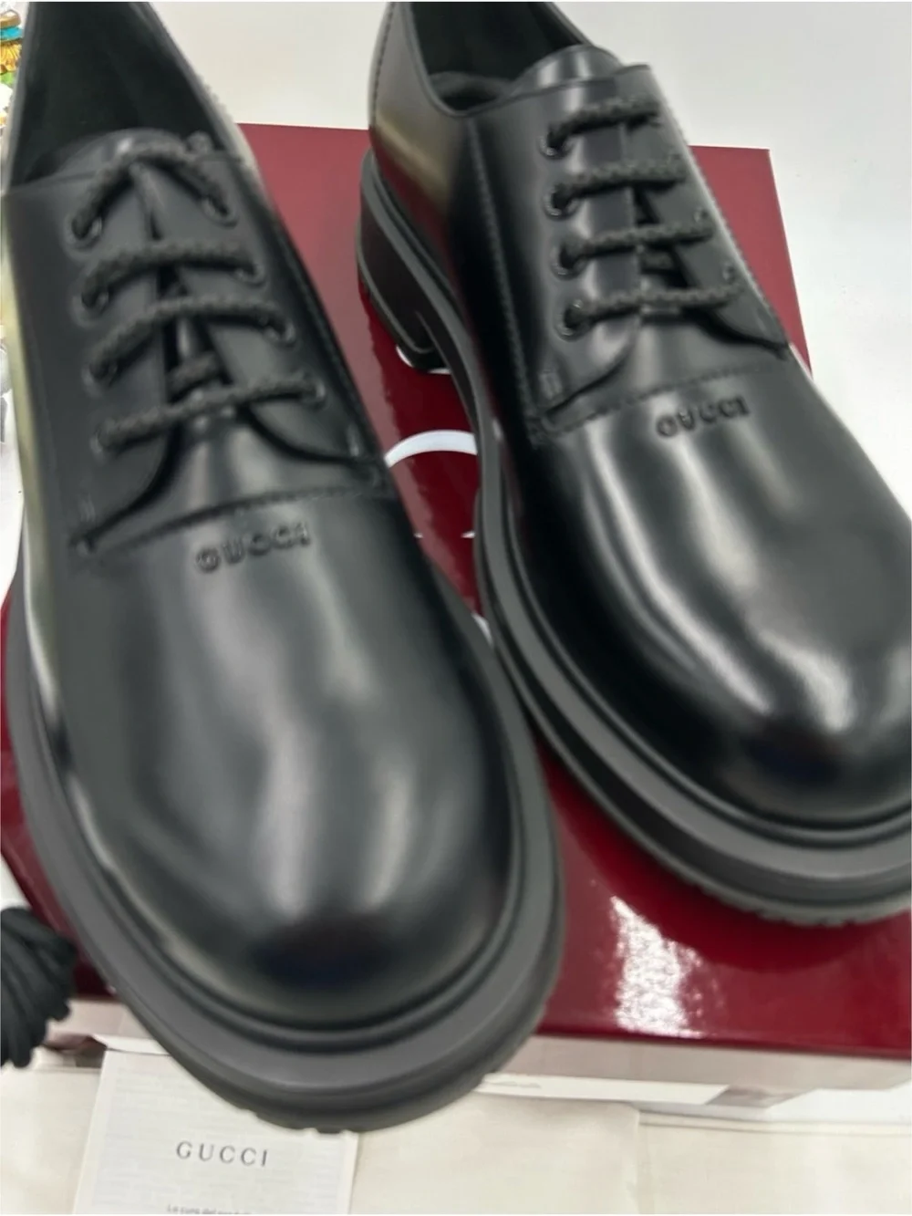 Gucci Leather lace up, Derby shoes size 12 fits 13 US made in Italy
